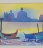 Gondolas, Venice, Original watercolour in 10 x 8'' Dark Wood Frame - Image 2