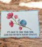Funny Snail Thinking Of You Card. Hand Decorated Watercolour Encouragement Card.