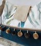 Recycled furnishing fabric bag with pompom trim - Image 3