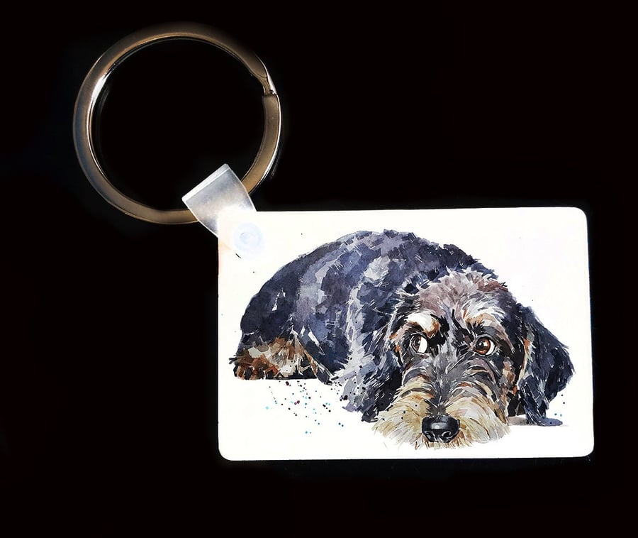 Wirehaired Dachshund Keyrings (Assorted) . Wirehaired Dachshund Keyring,Wirehair