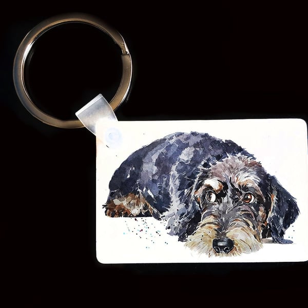 Wirehaired Dachshund Keyrings (Assorted) . Wirehaired Dachshund Keyring,Wirehair