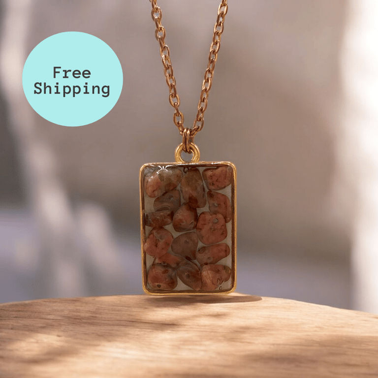 Rhodonite Pendant in Deep Pink with Rose Gold Plating - Zodiac and Anti-Anxiety 