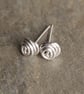 Silver spiral twist stud earrings, recycled silver studs ideal for everyday wear