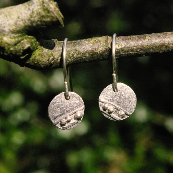 Silver Coastal Circle Dangle Earrings
