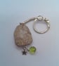 Brown Mottled Jasper Key Ring with Star Charm and Green Bead, Teacher's Gift - Image 10