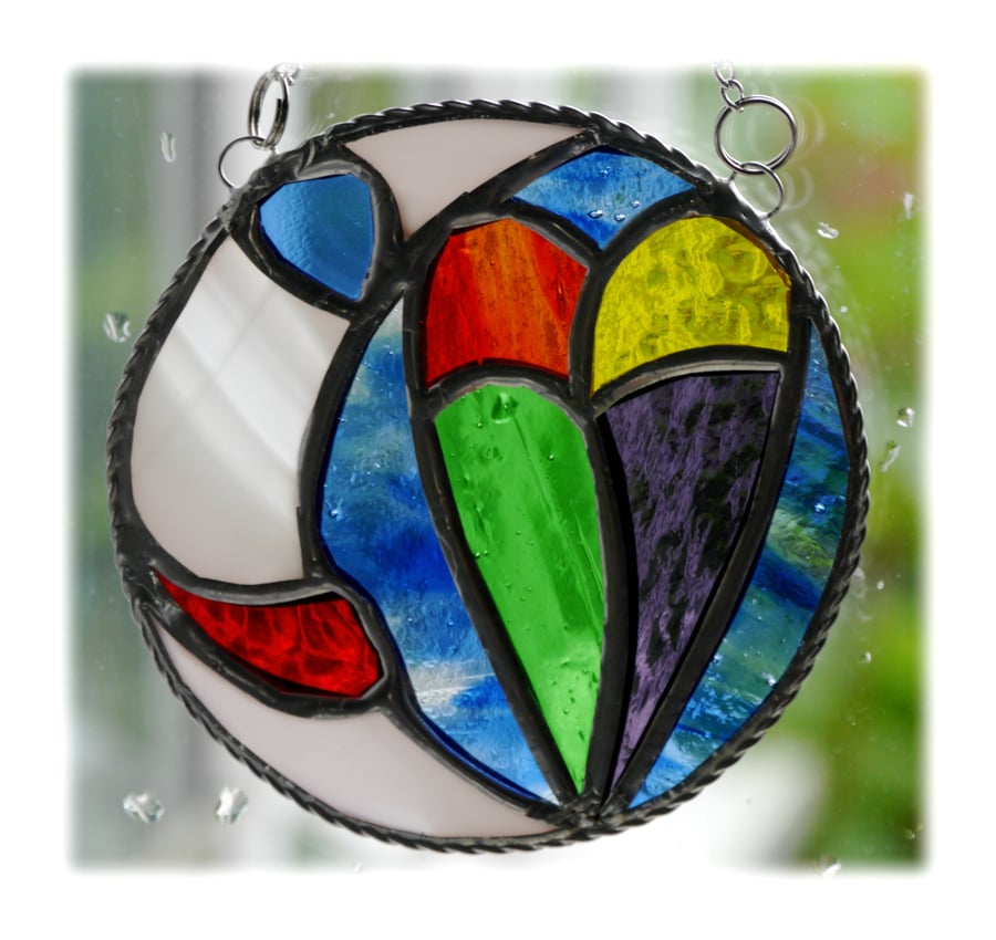 Moon Heart Stained Glass Suncatcher Rainbow 004