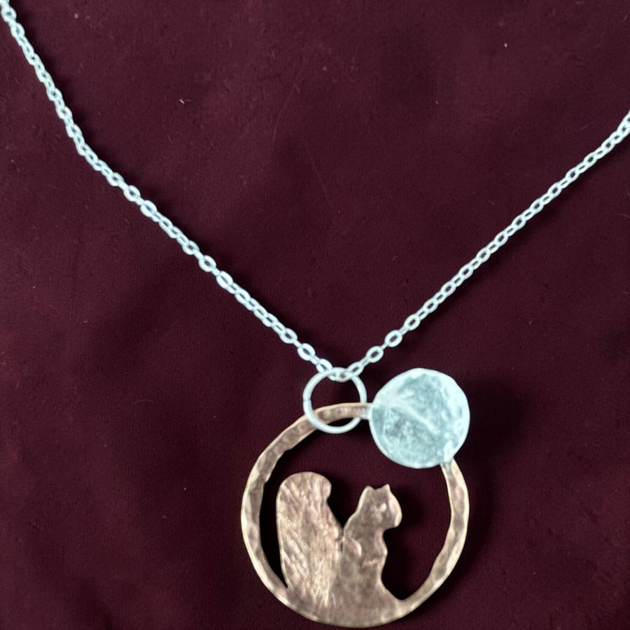 Sterling Silver & Copper Georgian Coin Pendant Necklace 