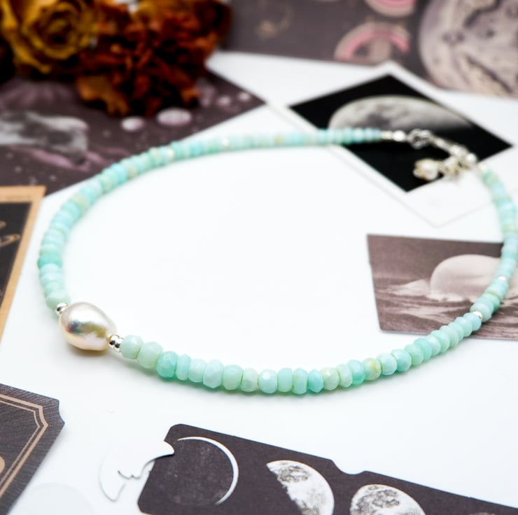 Blue As the Sky Beaded Necklace main image 0