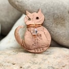 Cat penny coin upcycled pin brooch
