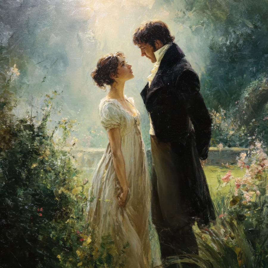 Pride & Prejudice Fine Art Print - Jane Austen Inspired Wall Art - 40cm x 40cm