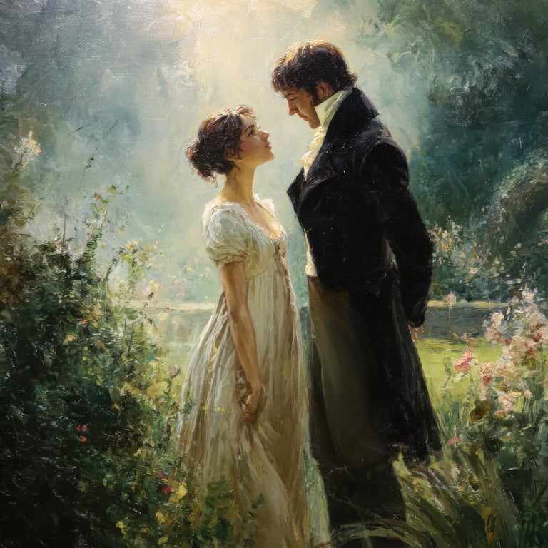 Pride & Prejudice Fine Art Print - Jane Austen Inspired Wall Art - 30cm x 30cm