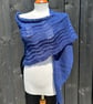 Feather Light Soft Navy Blue Merino Handknitted Lace Shawl Wrap Scarf - Image 1