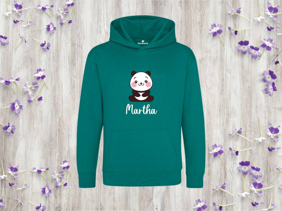 Personalised Panda Hoodie For Children – Cute Custom Animal Jumper With Name