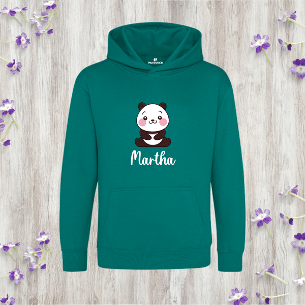 Personalised Panda Hoodie For Children – Cute Custom Animal Jumper With Name