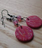 Orange Purple Marble Disc Earrings - Image 1