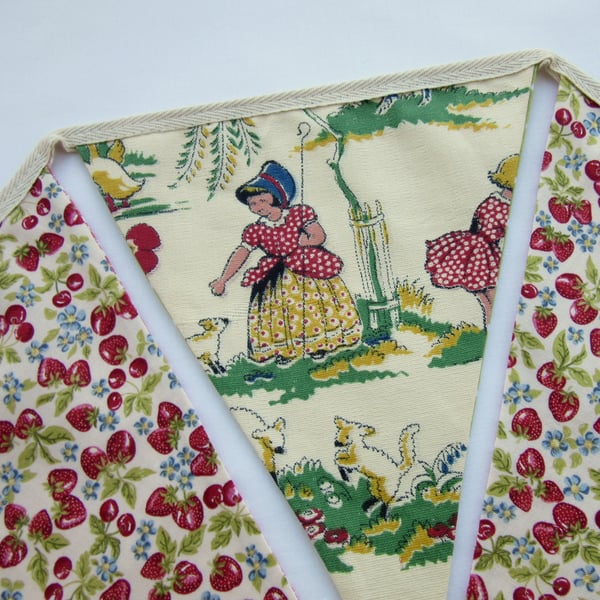 Nursery Rhyme Bunting with Vintage Fabric - Little Bo Peep or Ring of Roses 