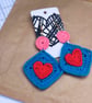 Crochet Earrings - Red Hearts
