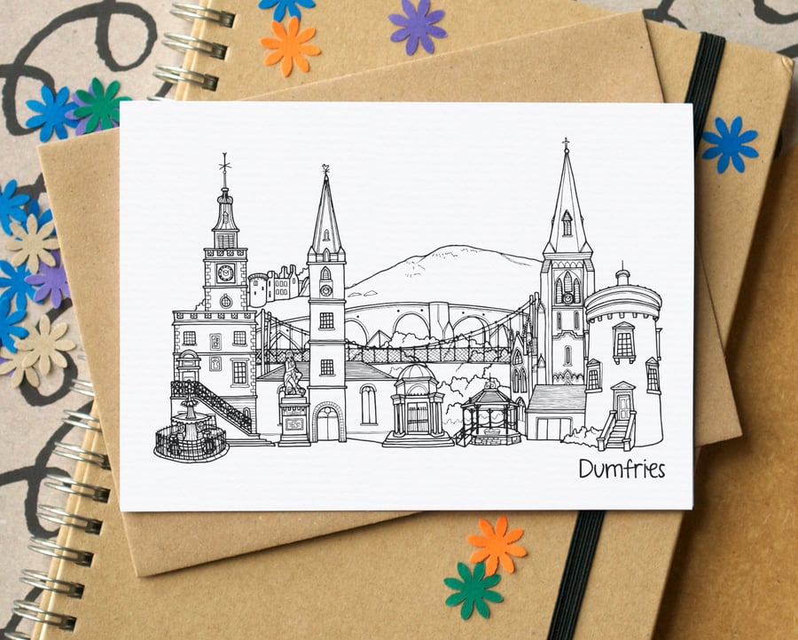 Dumfries Skyline Greetings Card
