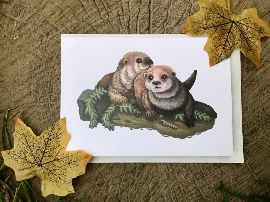 Otters Blank Greeting Card