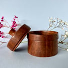 Beautiful, hand-turned mahogany, pull top pot.