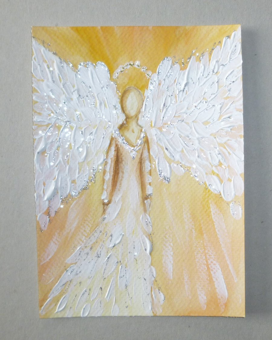 original art hand painted glitter angel painting ( ref F415 G5 )
