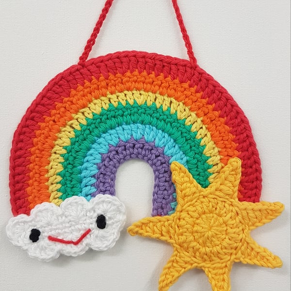 Hanging crochet rainbow 