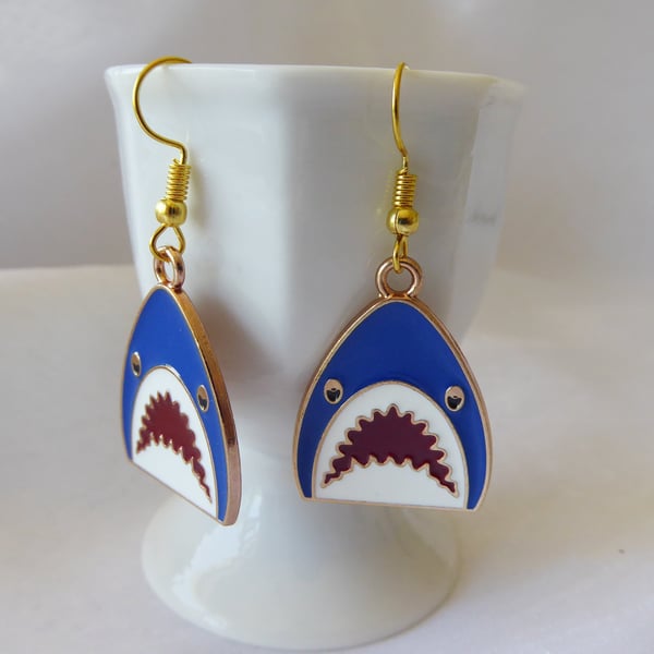 Whimsical Jaws Earrings with gold plated ear wires
