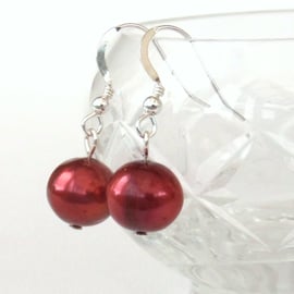 Red pearl earrings