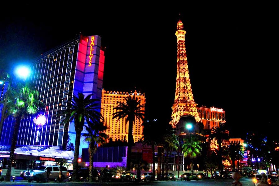 Eiffel Tower Paris And Ballys Hotel Las Vegas America Photograph Print