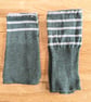 Stripey Green Soft Cotton Wrist Warmers Upcycled from recycled knitwear - Image 8