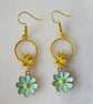 Bee and Turquoise Coloured Flower Earrings with Gold Plated Ear Wires