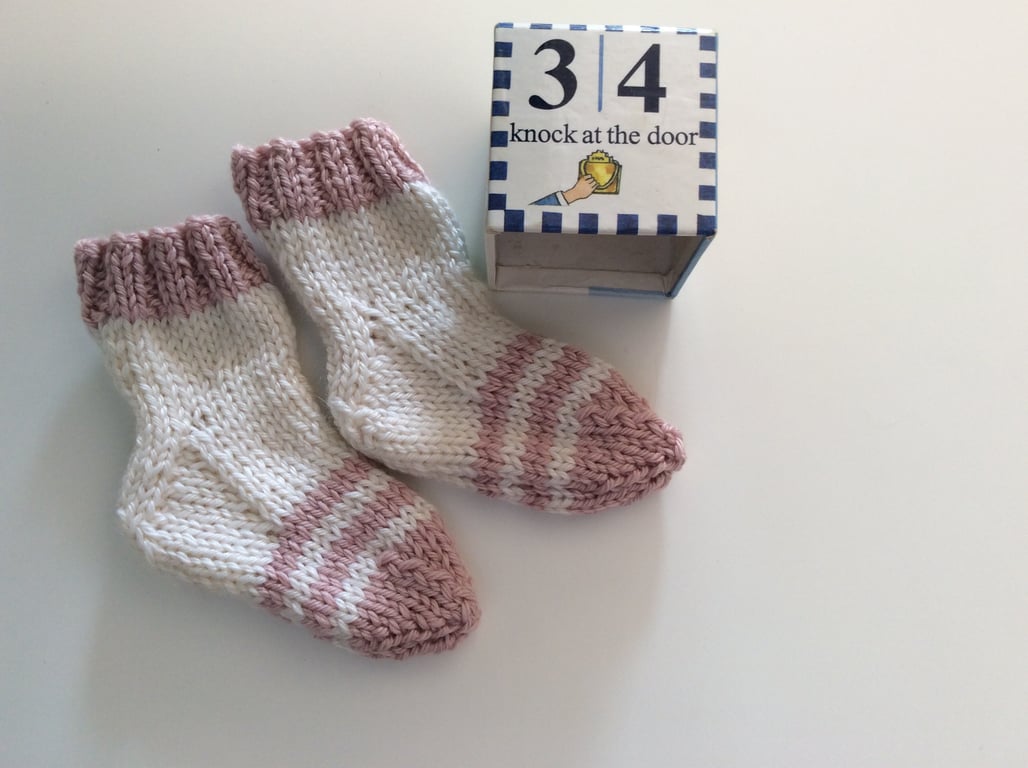 Hand knitted baby socks