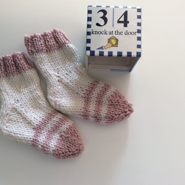 Hand knitted baby socks