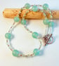 Light Teal Glass Beaded Necklace - Handmade Gift, Anniversary, Birthday, Wedding