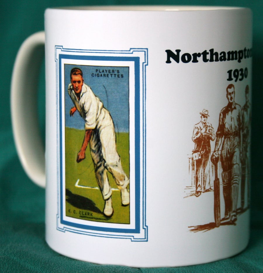 Cricket mug Northamptonshire 1930 vintage design mug