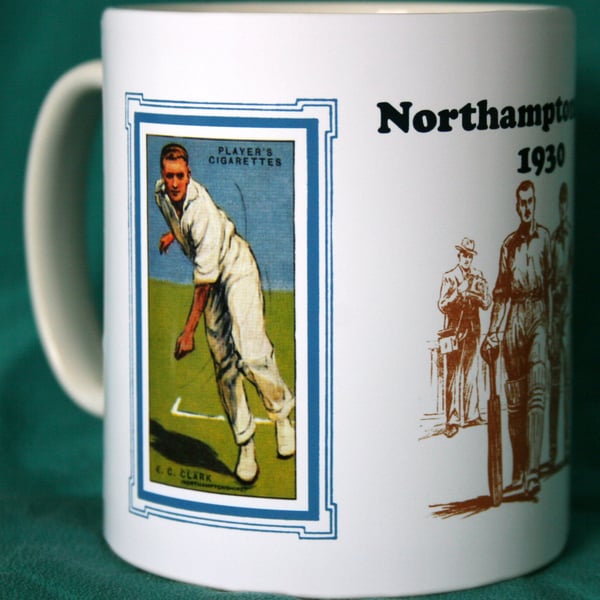 Cricket mug Northamptonshire 1930 vintage design mug