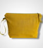 Yellow Lotus Flowers Linen Makeup Bag - Image 2