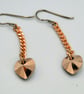 Dark Grey Black Swarovski Chrystal heart drop earrings  Rose gold revere  - Image 5