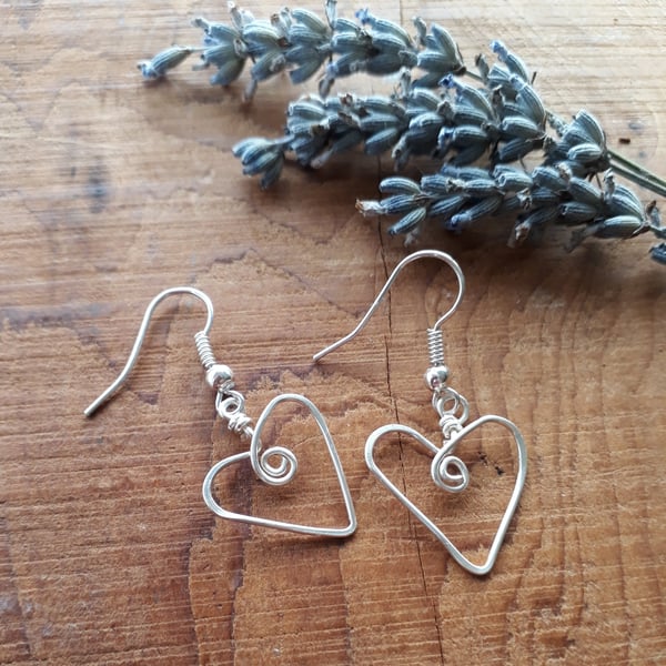 Silver Heart Earrings, Christmas gifts for Ladies, Girls Birthday Jewellery 