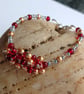 Berry Glow - Handcrafted Red & Gold Glass Pearl Cluster Bracelet - Image 6