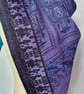 Vintage sari silk double sided triangular scarf. Turquoise Lilac Black - Image 7