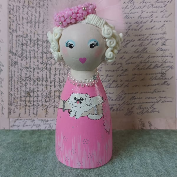 Dame Barbara Cartland peg doll
