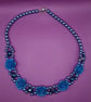 Hand Crafted Blue Rose Beaded Necklace