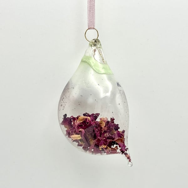 Rose Petals Blown Glass Bauble