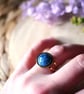 Sparkly Adjustable Hypoallergenic Stainless Steel Ring - Light Blue and Gold - Image 4