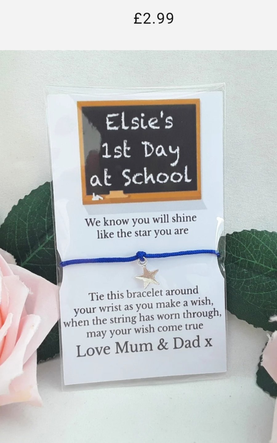 Personalised 1st day at school bracelet, 1st day at school gift, 11 colours