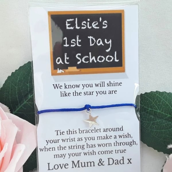 Personalised 1st day at school bracelet, 1st day at school gift, 11 colours