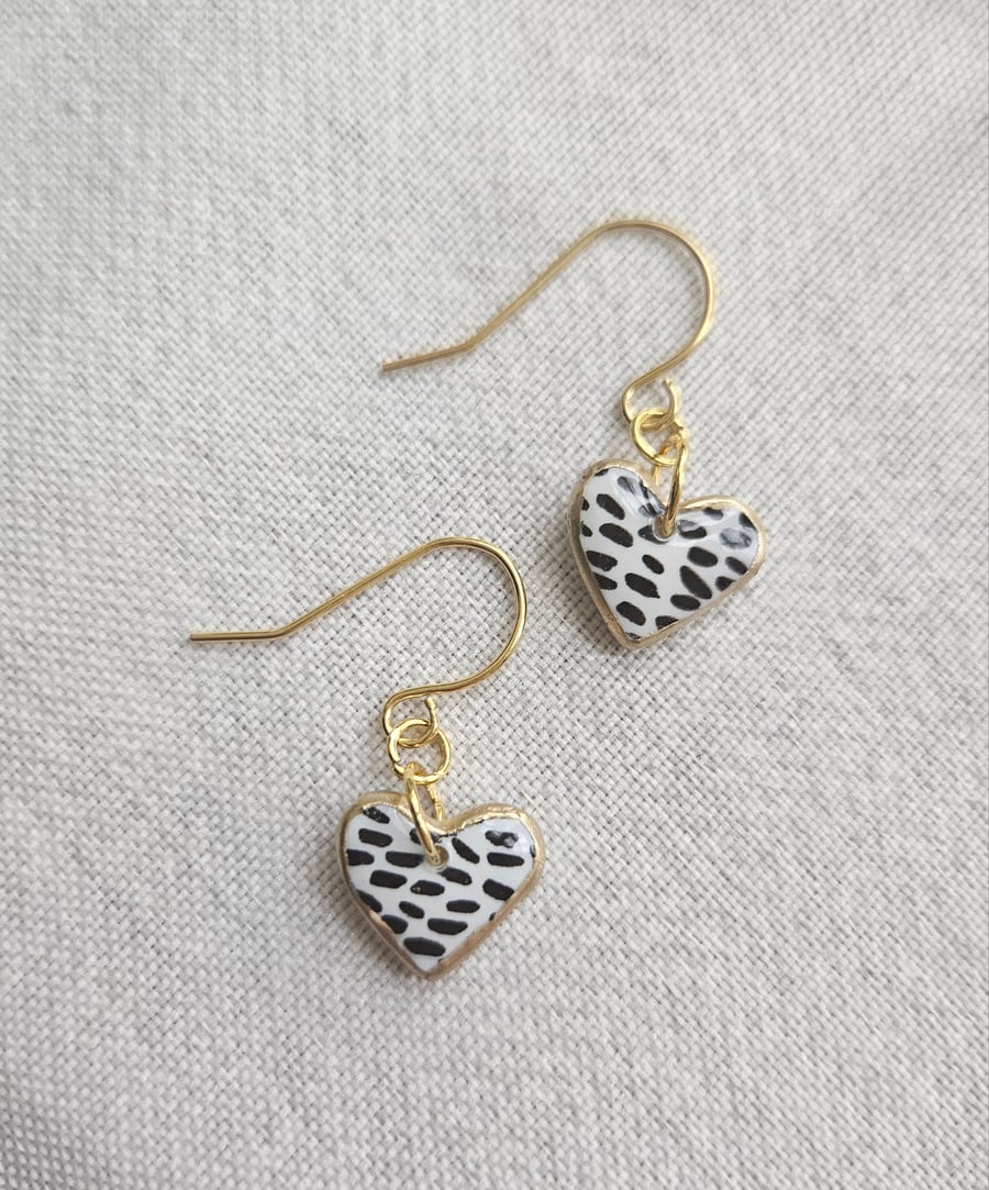 Tiny heart polymer clay earrings 