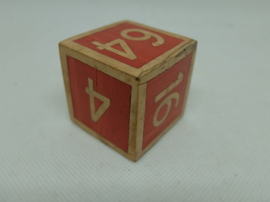wooden doubling cube, hand-veneered