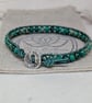 Green sea sediment jasper and leather bracelet with button fastener  - Image 1